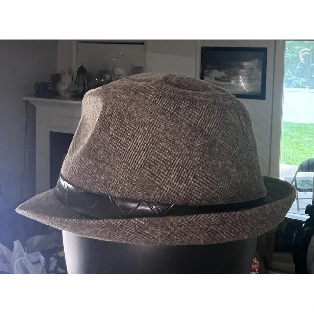 Decorated Originals Women's Brown Tweed Fedora Hat Satin Lining Short Brim